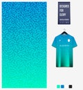 Soccer jersey pattern design. Squiggly pattern on blue background for soccer kit, football kit. Abstract background.