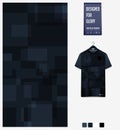 Soccer jersey pattern design. Geometric pattern on black background for soccer kit, football kit, cycling, e-sport, basketball. Royalty Free Stock Photo