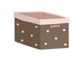 Fabric basket, empty interior box with handles. Modern storage organizer, home indoor store container of rectangle shape