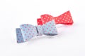 Fabric bow ties on white background. Royalty Free Stock Photo