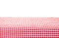 Fabric checkered tablecloth in the form of a table isolated on white background