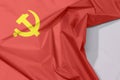 Fabric Chinese Communist Party flag crepe and crease with white space