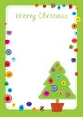 Fabric Christmas tree buttons frame Royalty Free Stock Photo