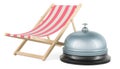 Fabric deckchair with reception bell, 3D rendering