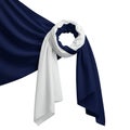 A fabric display featuring dark blue and white cloth. The white fabric is elegantly Royalty Free Stock Photo