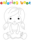 Fabric doll on white. Coloring book for kids Royalty Free Stock Photo