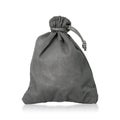 Fabric drawstring bag isolated on white background. Fabric bag with rope template. Clipping paths