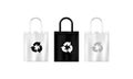 Fabric eco bag with recycling symbol. Flat stile. Vector on isolated white background. EPS 10 Royalty Free Stock Photo