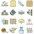 Fabric feature breathable icons set vector color Royalty Free Stock Photo