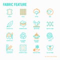 Fabric feature thin line icons set Royalty Free Stock Photo