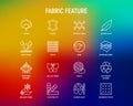 Fabric feature thin line icons set: leather, textile, cotton, wool, waterproof, acrylic, silk, eco-friendly material, breathable Royalty Free Stock Photo