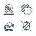 fabric features line icons. linear set. quality vector line set such as reflective, hand wash, textiles