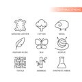 Fabric features and materials line vector icon