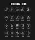 Fabric Features Sign White Thin Line Icon Set. Vector Royalty Free Stock Photo