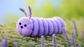 Vibrant Knitted Caterpillar On Lush Green Grass - Uhd Image