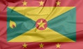 Fabric flag of Grenada. Crease of Grenadian flag background.