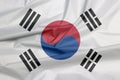 Fabric flag of South Korea. Crease of South Korean flag background. Royalty Free Stock Photo