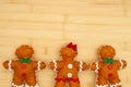 Fabric gingerbread man holiday background Royalty Free Stock Photo