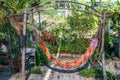 Fabric hammocks in the garden