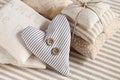 Fabric Heart And Pillow Pile Royalty Free Stock Photo