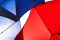 Fabric of an intense red and blue  umbrella Royalty Free Stock Photo