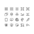 Fabric and Layered material related vector icons. Clothing properties symbols. Contains icons such as cotton, wool, waterproof, Royalty Free Stock Photo