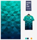 Fabric pattern design. Geometric pattern on green  gradient background for soccer jersey, football kit, bicycle, basketball. Royalty Free Stock Photo