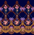 Fabric Pattern Horizontal Border Lace Flowers Garland