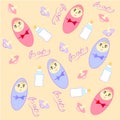 Born babies abstract seamless print pattern.