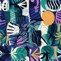 Fun modern pattern clash fabric print for summer beach textile designs with a linen cotton effect. Seamless trendy