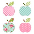 Fabric retro applique of cute apples with green leaf