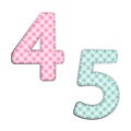 Fabric retro numbers in shabby chic style