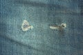 fabric ripped hole classic denim jeans close up texture Royalty Free Stock Photo