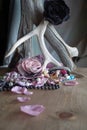 Fabric rose and beads