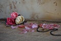 Fabric roses on tabel