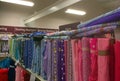 Fabric for sale. Linen in a store or shop.