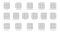 Fabric sample flat line icons set. Weave types - plain, rib, basket, satin. Woven swatches of twill, oxford, houndstooth Royalty Free Stock Photo