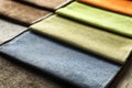 Fabric samples of different colors for interior design Royalty Free Stock Photo