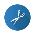 Fabric scissors flat design long shadow glyph icon