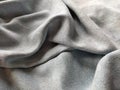 Fabric sheer curtain fabric. Beautiful gray-blue color. Soft velvet with a pile. The curtain material is carelessly folded and