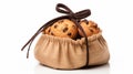 Fabric Style Bag With Handful Of Cookies And Brown Ribbon