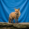 Fabric suggesting a studio or controlled environment. The fox appears alert Royalty Free Stock Photo