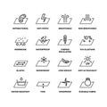 Fabric textile properties thin line vector icons