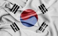 Fabric texture curved flag of south korea Royalty Free Stock Photo