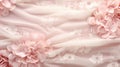 fabric texture with a delicate lace pattern in shades of ivory and blush pink by AI generated Royalty Free Stock Photo