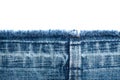 Fabric texture of jeans and white background with place for text Royalty Free Stock Photo