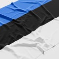 Flag of Estonia. Fabric textured Estonia flag isolated on white background. 3D illustration