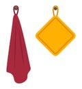 Fabric Towels on Hooks in Kitchen or Bathroom Royalty Free Stock Photo