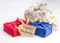 Fabric wrapping for gifts, sustainable living concept, zero waste