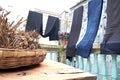 Fabrics left to dry under the Sun Royalty Free Stock Photo